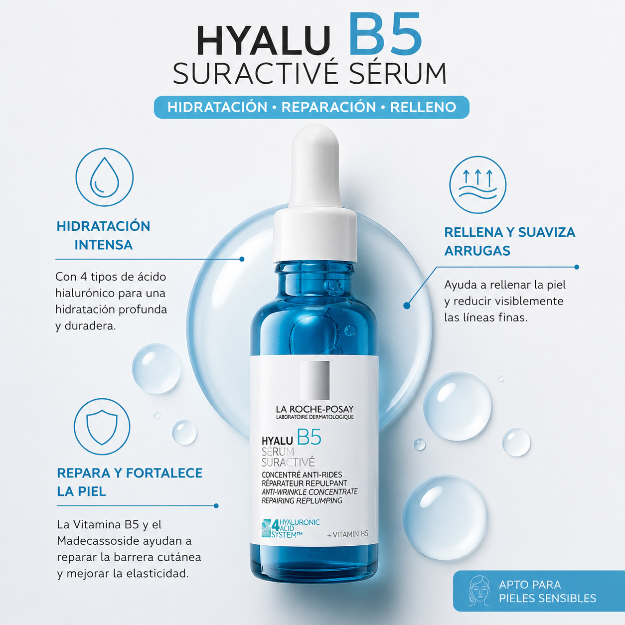 Hyalu B5 Sérum de La Roche - Hidratación profunda para una piel radiante.