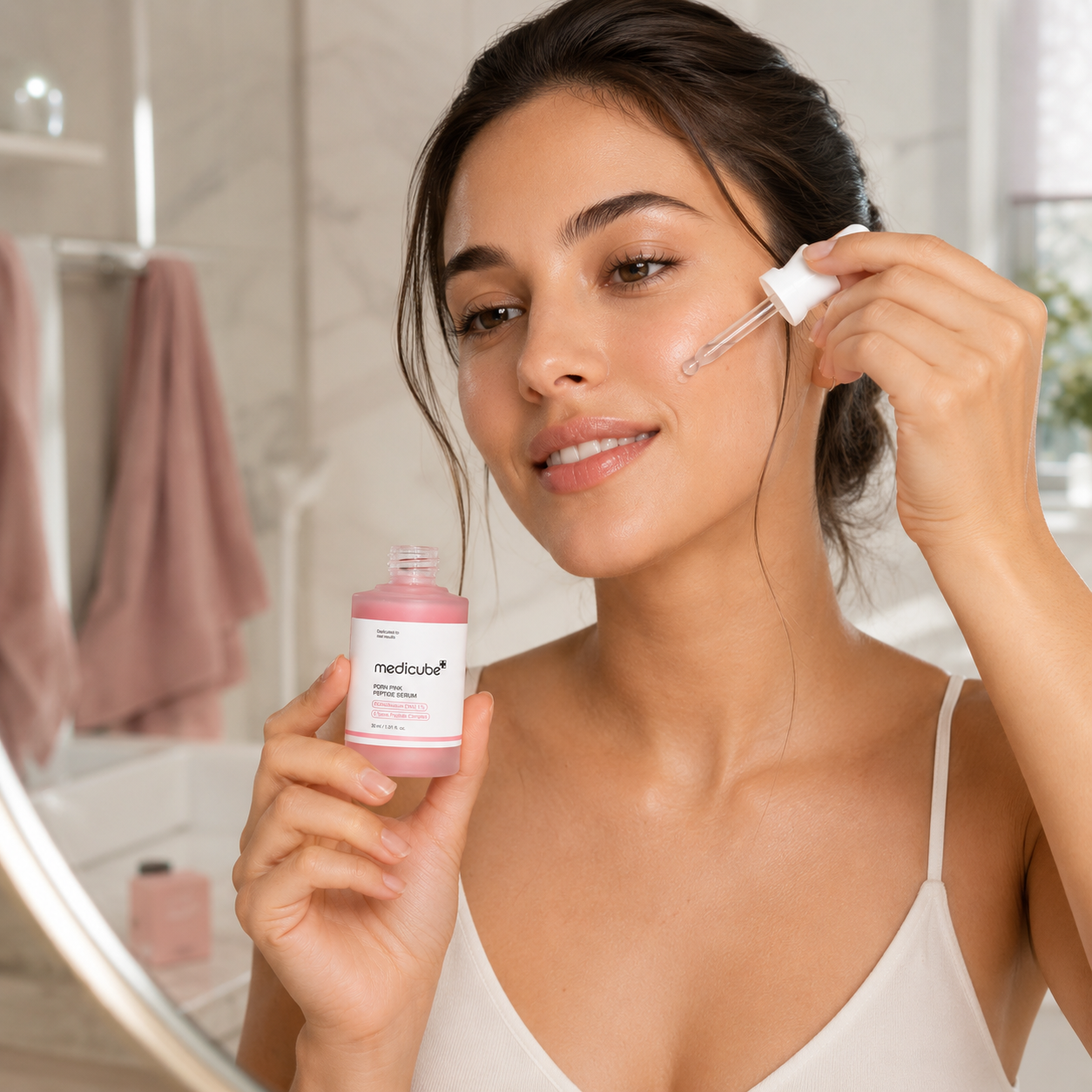Medicube PDRN Pink Peptide Serum 30ML: Piel firme e hidratada diariamente.